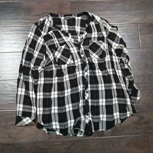 Torrid black and white flannel shirt